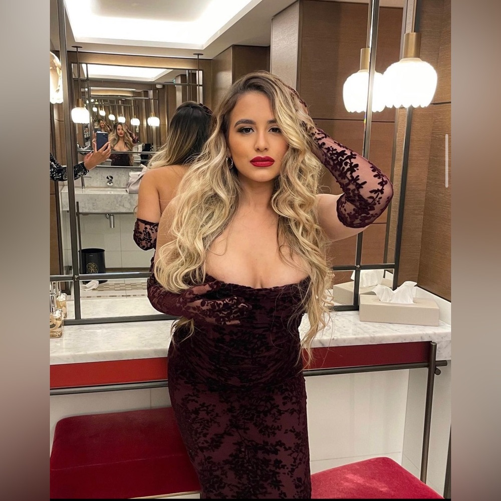 ISADORA STRAPLESS CORSET COCKTAIL DRESS & GLOVES